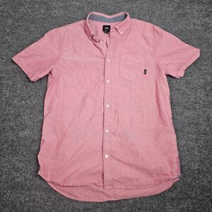 Vans Shirt Mens M Button-Up Pink Pockets Collared Short Sleeves Casual Cotton